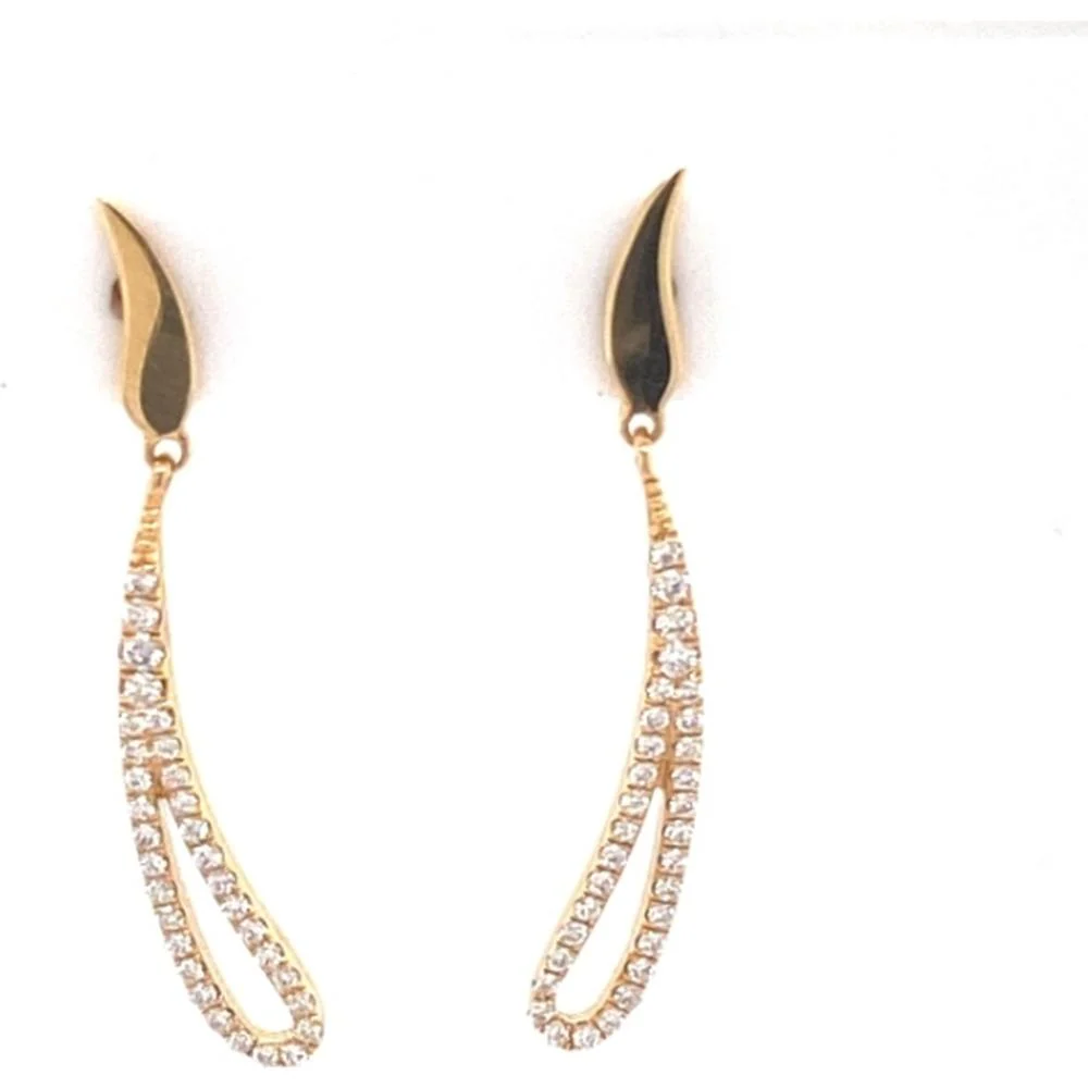 18K Yellow Gold Open Drop Earrings with Diamond Accents by Afarin