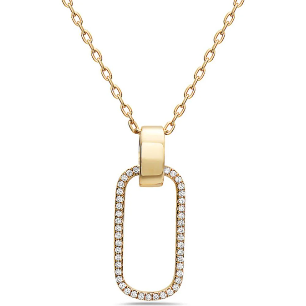 18K Yellow Gold Open Geometric Pendant Necklace with Diamond Accents by Afarin