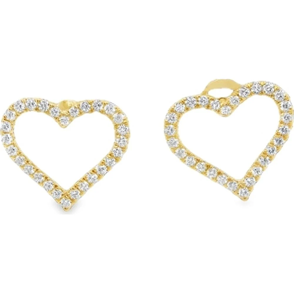 18K Yellow Gold Open Heart Diamond Earrings by Afarin