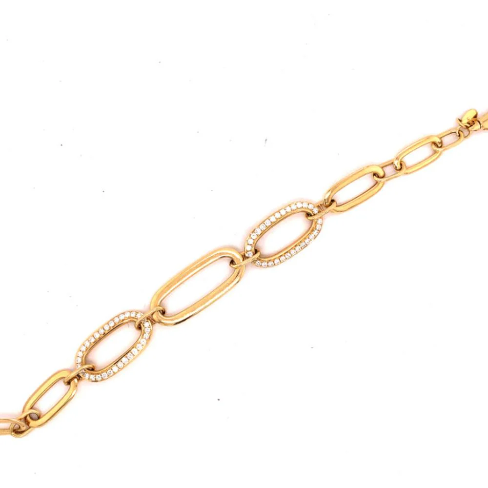 18K Yellow Gold Open Link Bracelet with Diamond Oval Links by Afarin