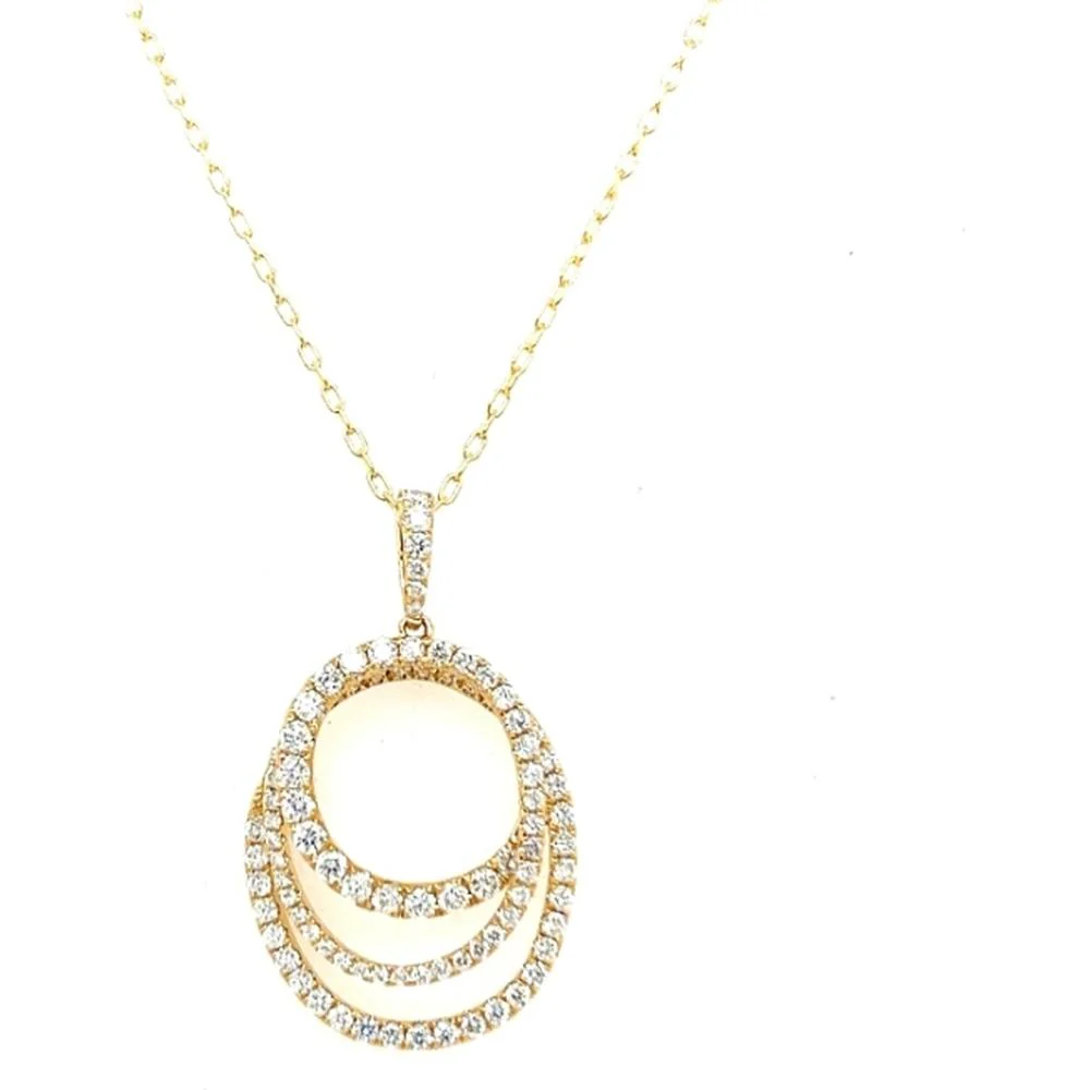 18K Yellow Gold Open Oval Diamond Pendant Necklace by Afarin