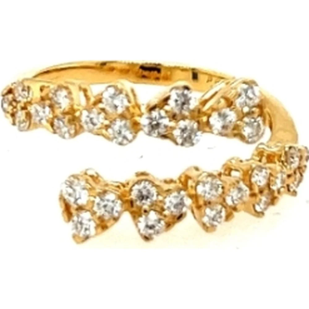18K Yellow Gold Open Ring with Heart-Shaped Diamond Motifs by Afarin