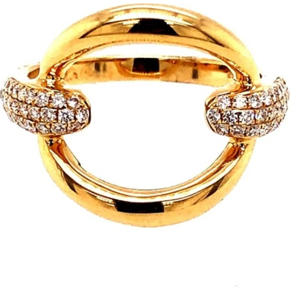 18K Yellow Gold Open Ring with Pavé Set Round Diamonds by Afarin