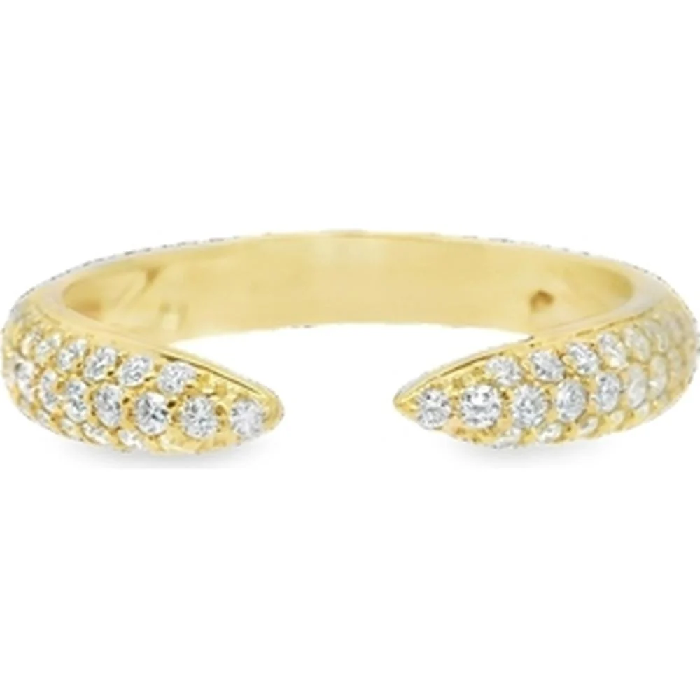 18K Yellow Gold Open Ring with Pavé Set Round Diamonds by Afarin