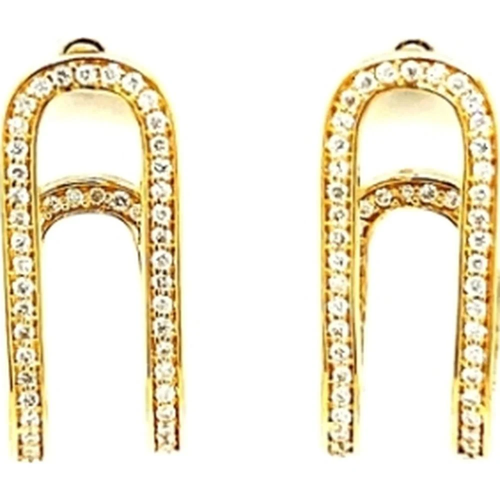 18K Yellow Gold Open Silhouette Diamond Earrings by Afarin