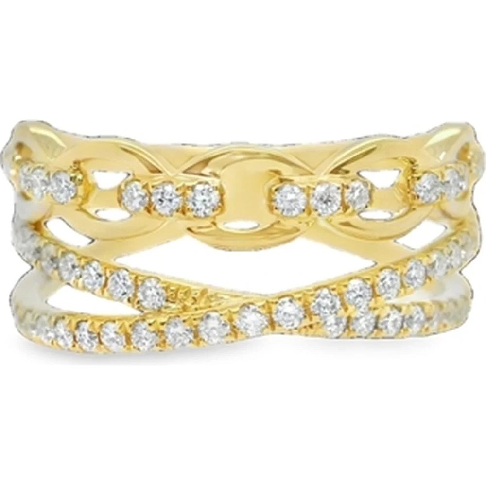 18K Yellow Gold Openwork Diamond Ring with Round Diamonds by Afarin