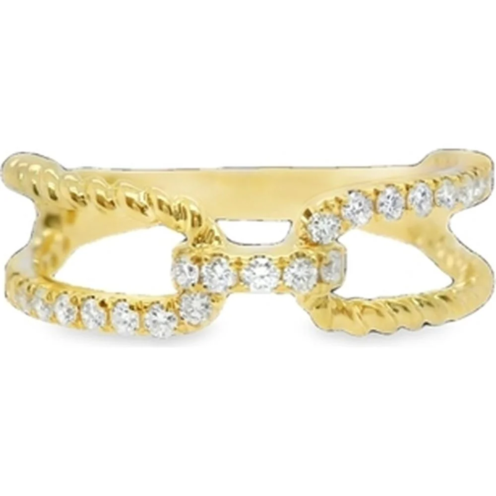 18K Yellow Gold Openwork Free Form Ring with Round Diamonds by Afarin