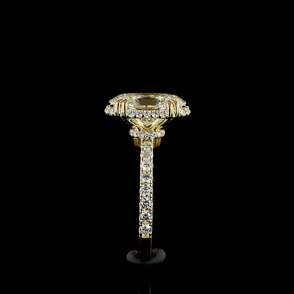 18K Yellow Gold Oval Cut Hidden Halo Engagement Ring with Lab Diamonds - 3.91 Carat Total Diamond Weight - Covaloro Fine Jewelry - Image 4