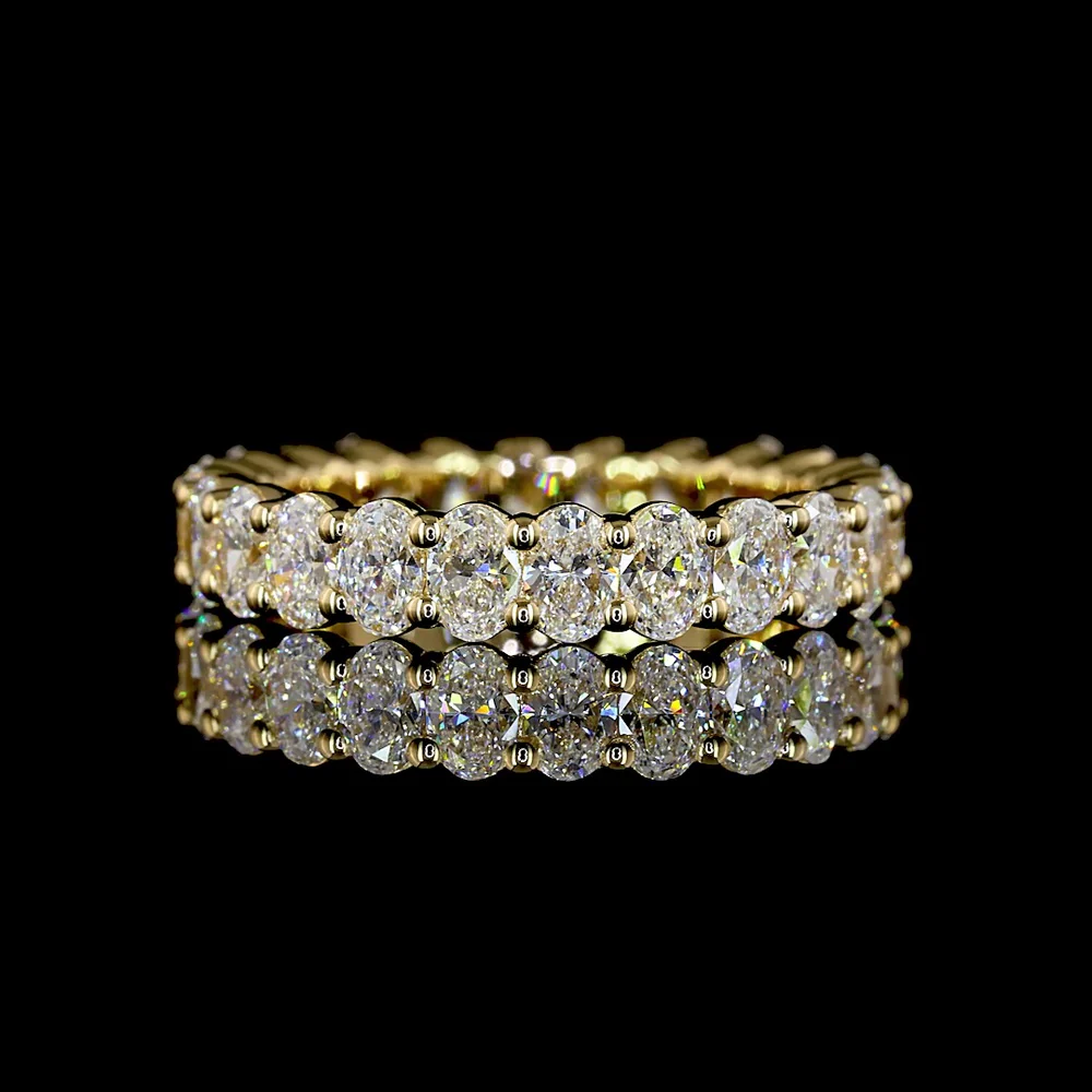 18K Yellow Gold Oval Cut Lab Diamond Eternity Band - 2.61 Carat Total Weight, E-F Color, VS Clarity, 24 Stones - Covaloro Fine Jewelry
