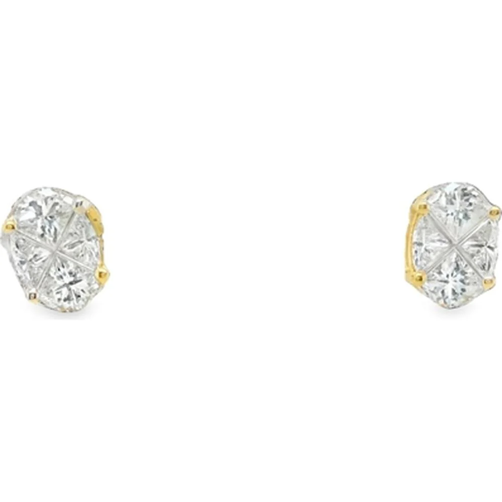 18K Yellow Gold Oval Diamond Stud Earrings by Afarin