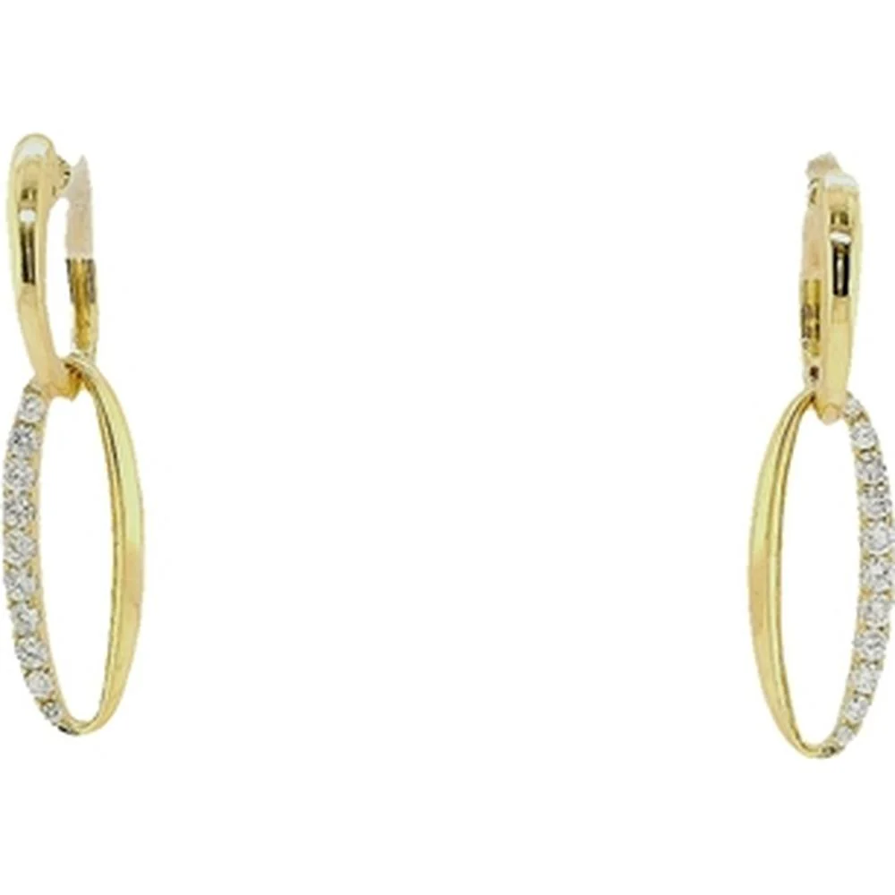 18K Yellow Gold Oval Drop Earrings with Diamond Accents by Afarin