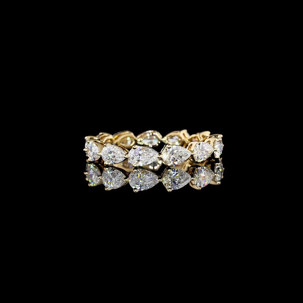 18K Yellow Gold Pear Shape Eternity Band with East-West Set Lab Diamonds - 2.02 Carat Total Diamond Weight - Covaloro Fine Jewelry