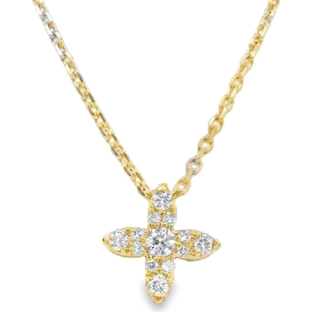 18K Yellow Gold Pendant Necklace with Round Diamonds by Afarin