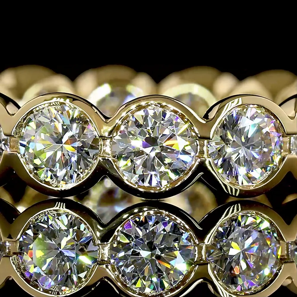 18K Yellow Gold Round Brilliant Cut Eternity Band with Half-Bezel Set Lab Diamonds - 2.31 Total Carat Weight, E-F Color, VS Clarity - Covaloro Fine Jewelry - Image 2