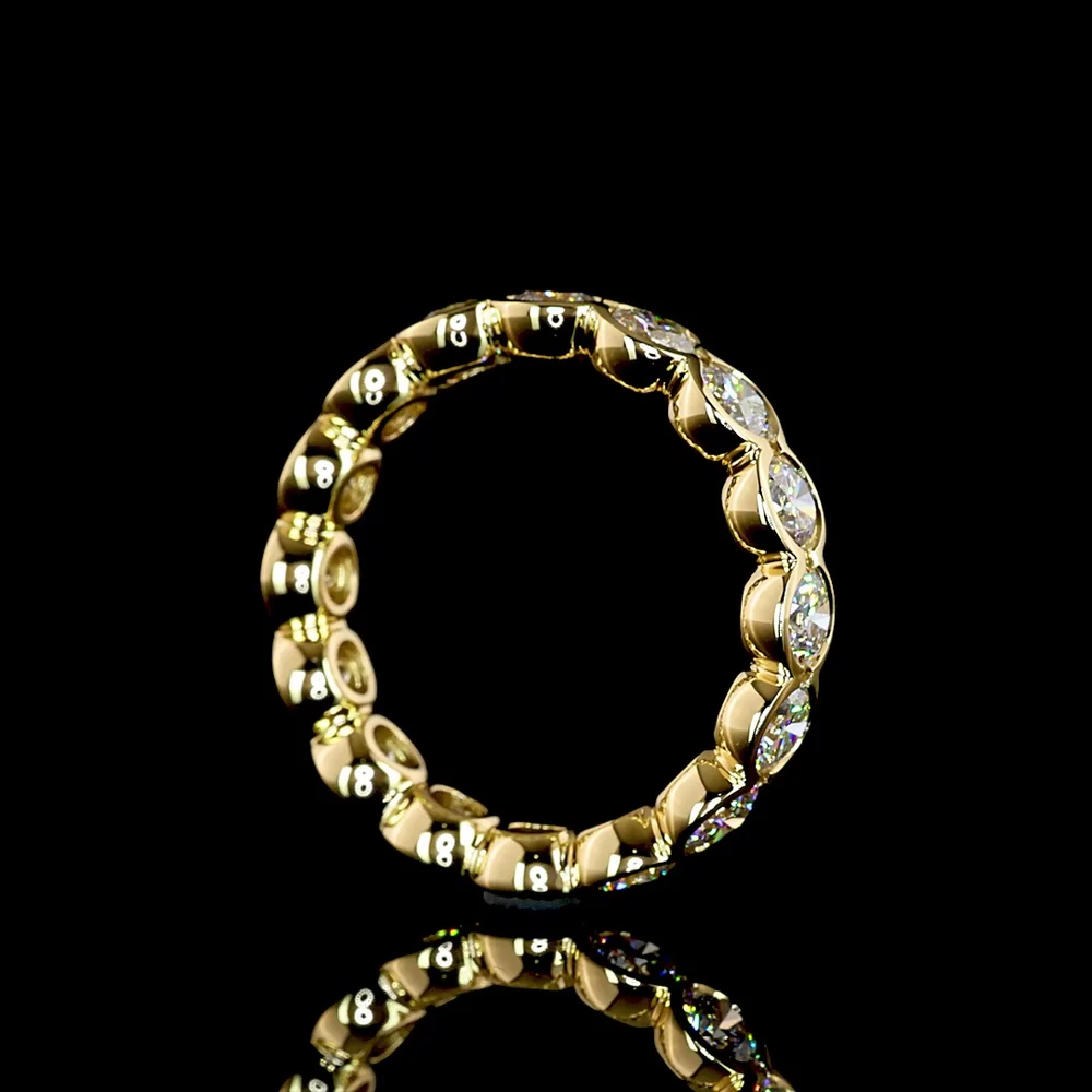 18K Yellow Gold Round Brilliant Cut Eternity Band with Half-Bezel Set Lab Diamonds - 2.31 Total Carat Weight, E-F Color, VS Clarity - Covaloro Fine Jewelry - Image 3