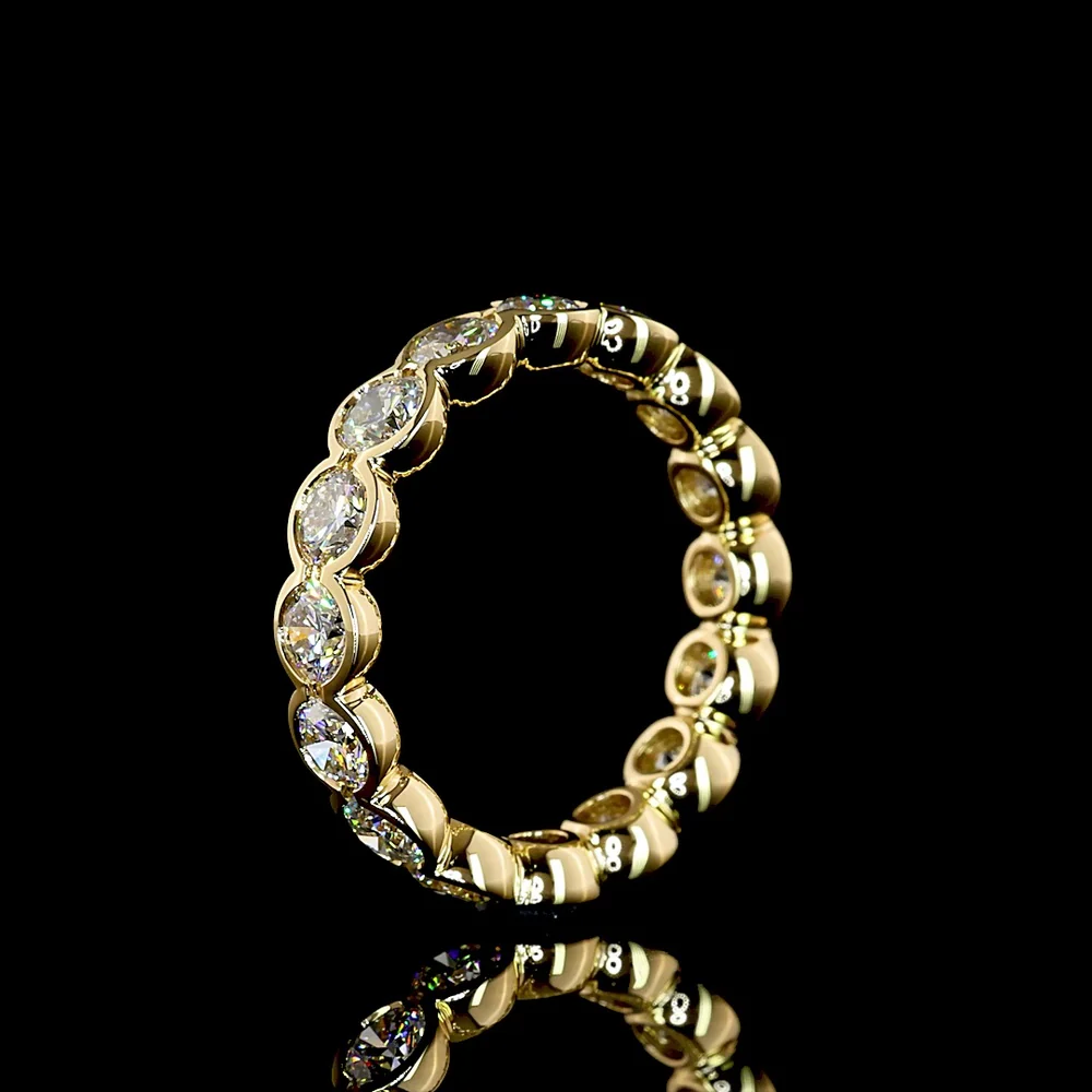 18K Yellow Gold Round Brilliant Cut Eternity Band with Half-Bezel Set Lab Diamonds - 2.31 Total Carat Weight, E-F Color, VS Clarity - Covaloro Fine Jewelry - Image 4