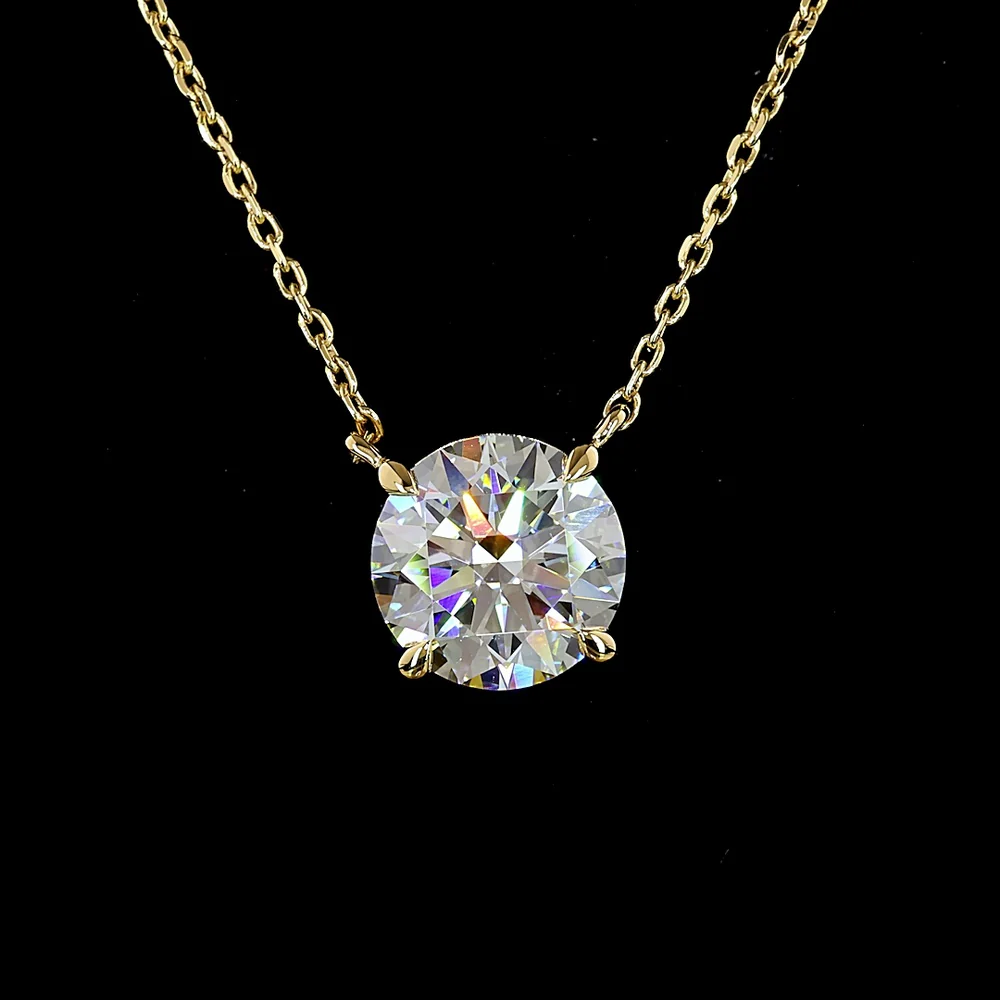 18K Yellow Gold Round Solitaire Pendant with 2.01 Carat Lab Grown Brilliant Cut Diamond - E-F Color, VS1 Clarity - Covaloro Fine Jewelry - Image 2