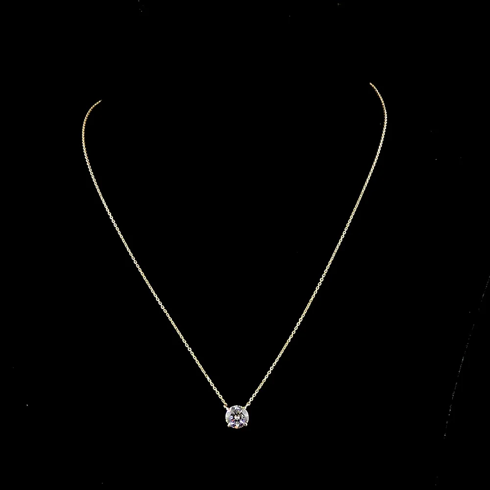 18K Yellow Gold Round Solitaire Pendant with 2.01 Carat Lab Grown Brilliant Cut Diamond - E-F Color, VS1 Clarity - Covaloro Fine Jewelry - Image 4