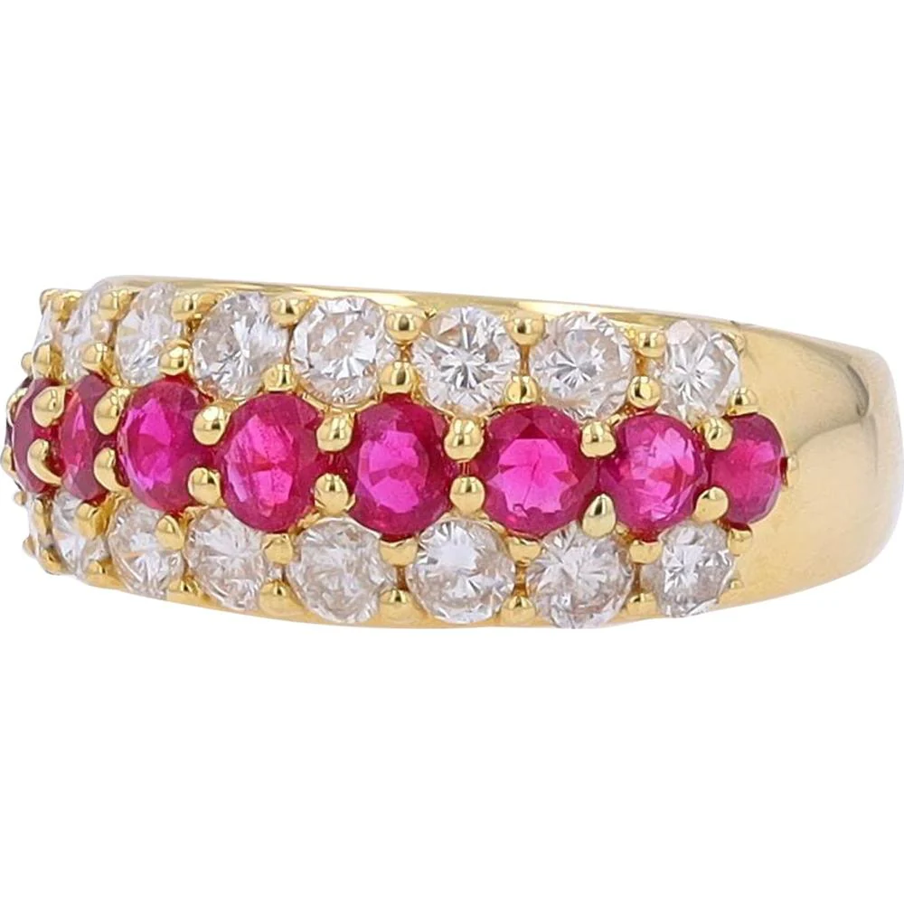 18K Yellow Gold Ruby and Diamond Ring with 1.10 Carat Total Diamond Weight and 1.00 Carat Total Ruby Weight - Image 2