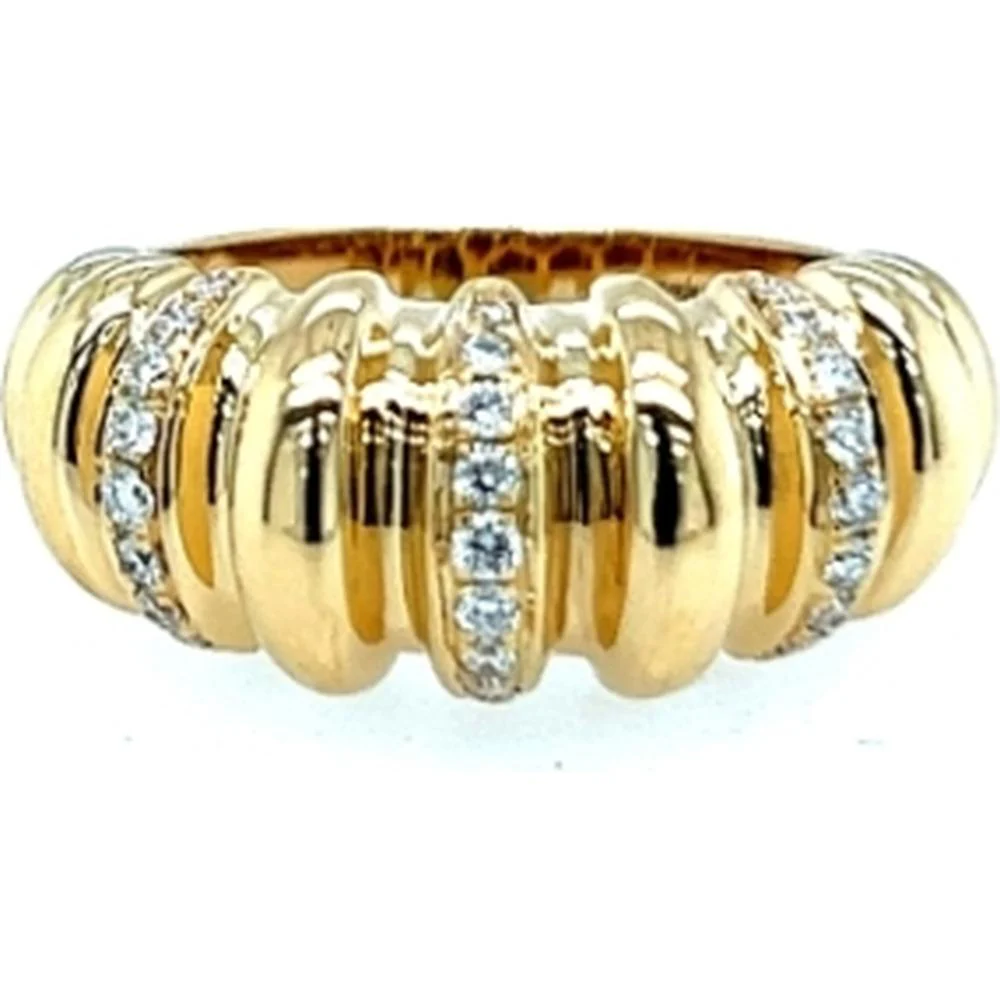 18K Yellow Gold Sculpted Diamond Band Ring by Afarin
