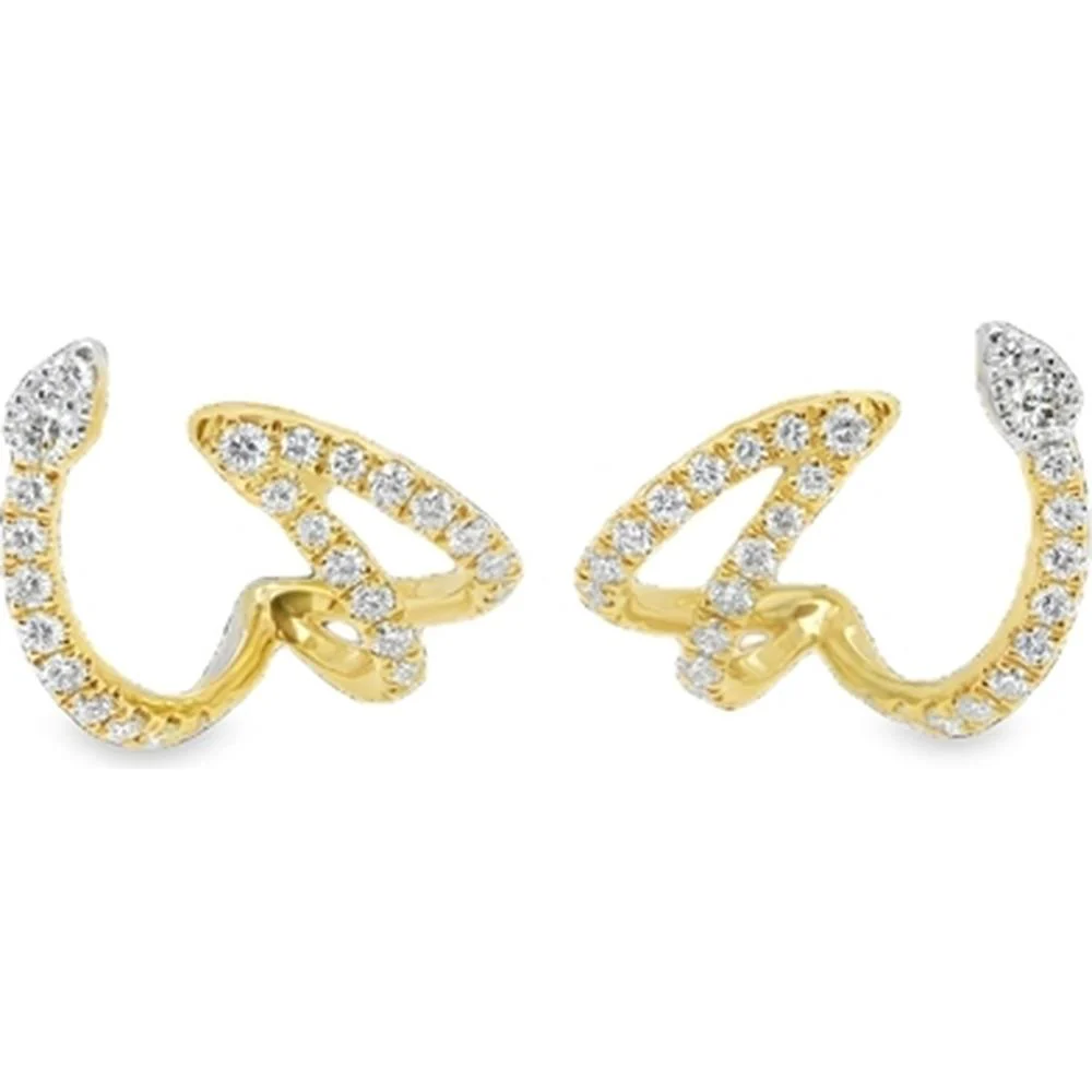 18K Yellow Gold Snake Motif Diamond Earrings by Afarin