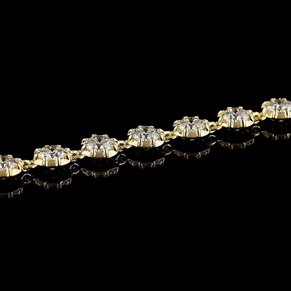 18K Yellow Gold Station Bracelet with 27 Bezel-Prong Set Round Lab Diamonds - 3.82 Carat Total Weight, E-F Color VS2 Clarity - Covaloro Fine Jewelry - Image 2