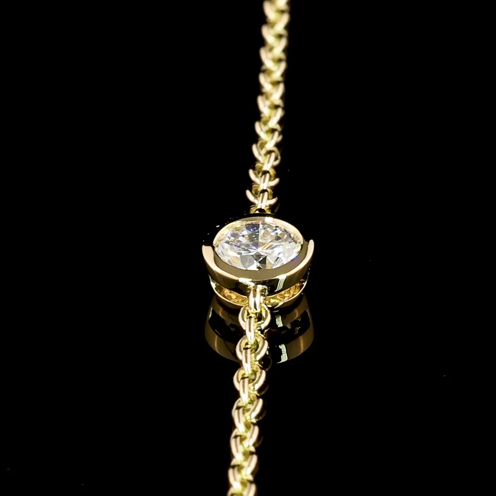 18K Yellow Gold Station Necklace with Bezel-Set Round Lab Diamonds - 1.99 Carat Total Weight, D VS1 Quality - Covaloro Fine Jewelry - Image 2