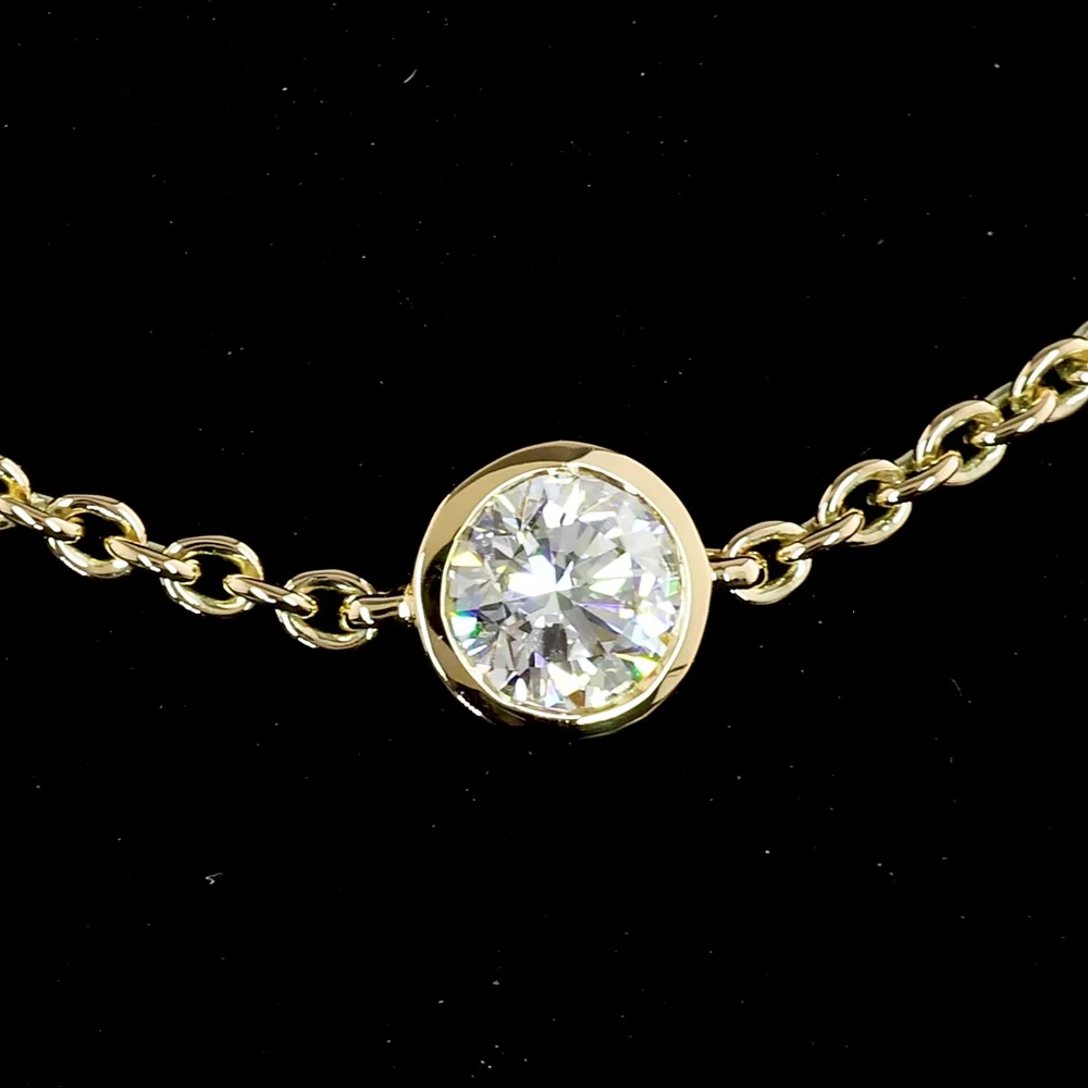 18K Yellow Gold Station Necklace with Bezel-Set Round Lab Diamonds - 1.99 Carat Total Weight, D VS1 Quality - Covaloro Fine Jewelry - Image 3