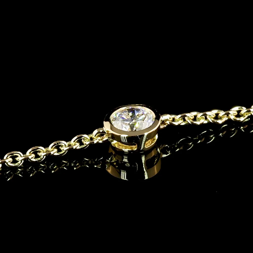 18K Yellow Gold Station Necklace with Bezel-Set Round Lab Diamonds - 1.99 Carat Total Weight, D VS1 Quality - Covaloro Fine Jewelry - Image 4