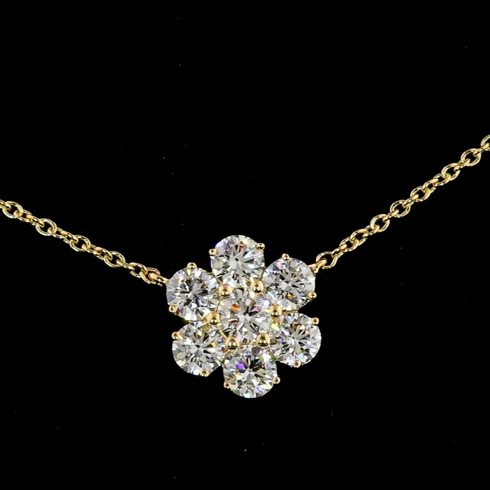 18K Yellow Gold Station Necklace with Round Brilliant Cut Lab Diamonds - 4.98 Carat Total Diamond Weight - Covaloro Fine Jewelry - Image 2