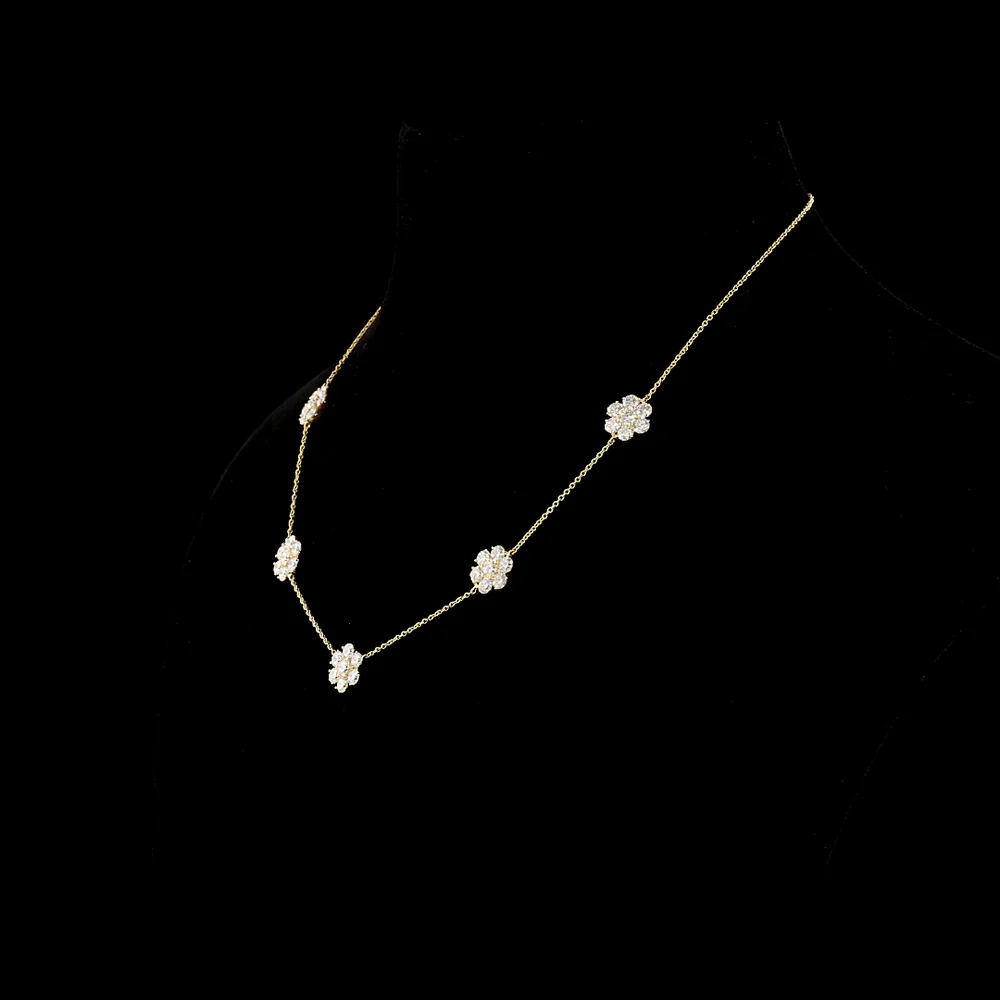 18K Yellow Gold Station Necklace with Round Brilliant Cut Lab Diamonds - 4.98 Carat Total Diamond Weight - Covaloro Fine Jewelry - Image 3