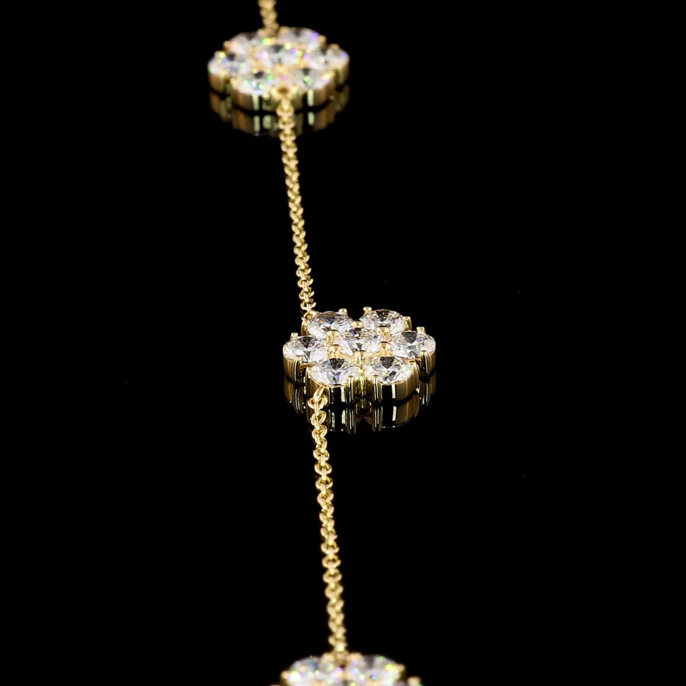 18K Yellow Gold Station Necklace with Round Brilliant Cut Lab Diamonds - 4.98 Carat Total Diamond Weight - Covaloro Fine Jewelry - Image 4