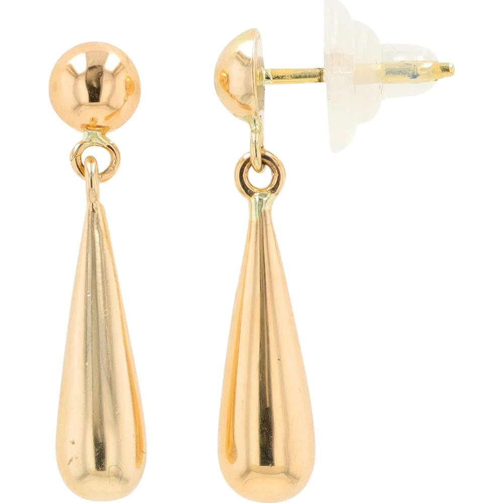 18K Yellow Gold Teardrop Drop Earrings - 5.25g Total Weight - Image 2