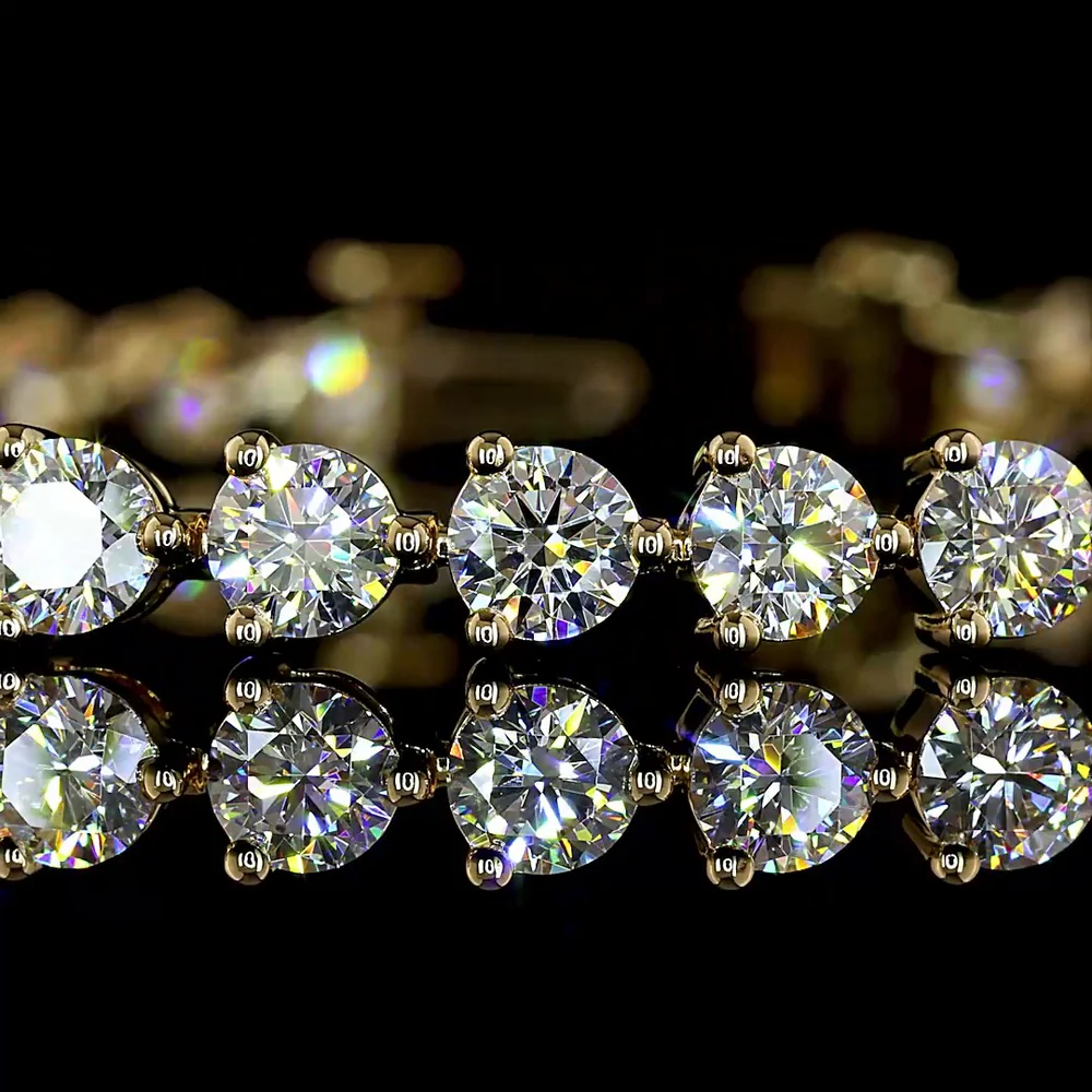 18K Yellow Gold Tennis Bracelet with 40 Prong Set Round Brilliant Cut Lab Diamonds - 8.19 Carat Total Diamond Weight, E-F Color VS Clarity - Covaloro Fine Jewelry - Image 2