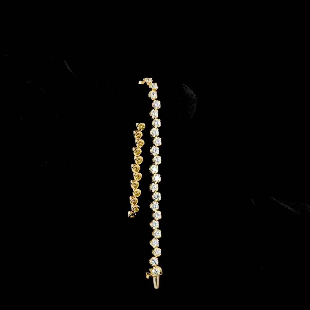 18K Yellow Gold Tennis Bracelet with 42 Round Brilliant Cut Lab Diamonds - 6.87 Carat Total Weight, E-F Color, VS2 Clarity - Covaloro Fine Jewelry - Image 3