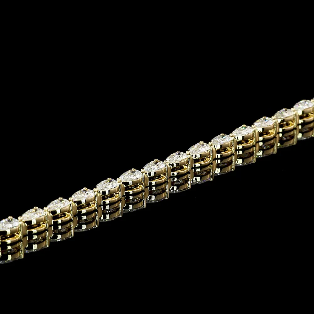 18K Yellow Gold Tennis Bracelet with East-West Set Pear Shaped Lab Diamonds - 3.85 Carats Total Weight, E-F Color, VS Clarity - Covaloro Fine Jewelry - Image 2