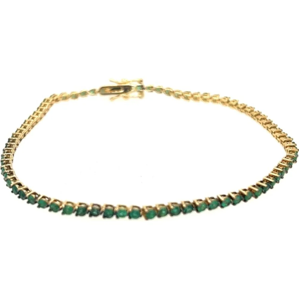18K Yellow Gold Tennis Bracelet with Emeralds by Afarin