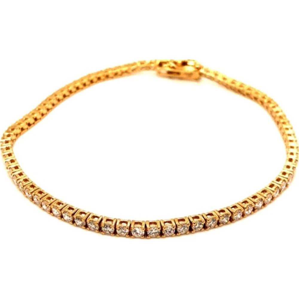18K Yellow Gold Tennis Bracelet with Round Diamonds by Afarin