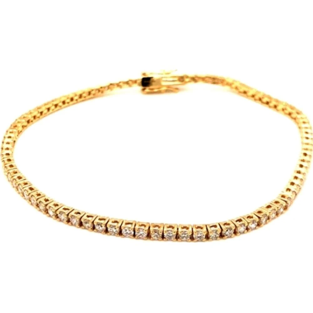 18K Yellow Gold Tennis Bracelet with Round Diamonds by Afarin