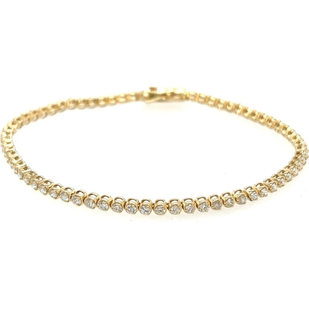 18K Yellow Gold Tennis Bracelet with Round Diamonds by Afarin