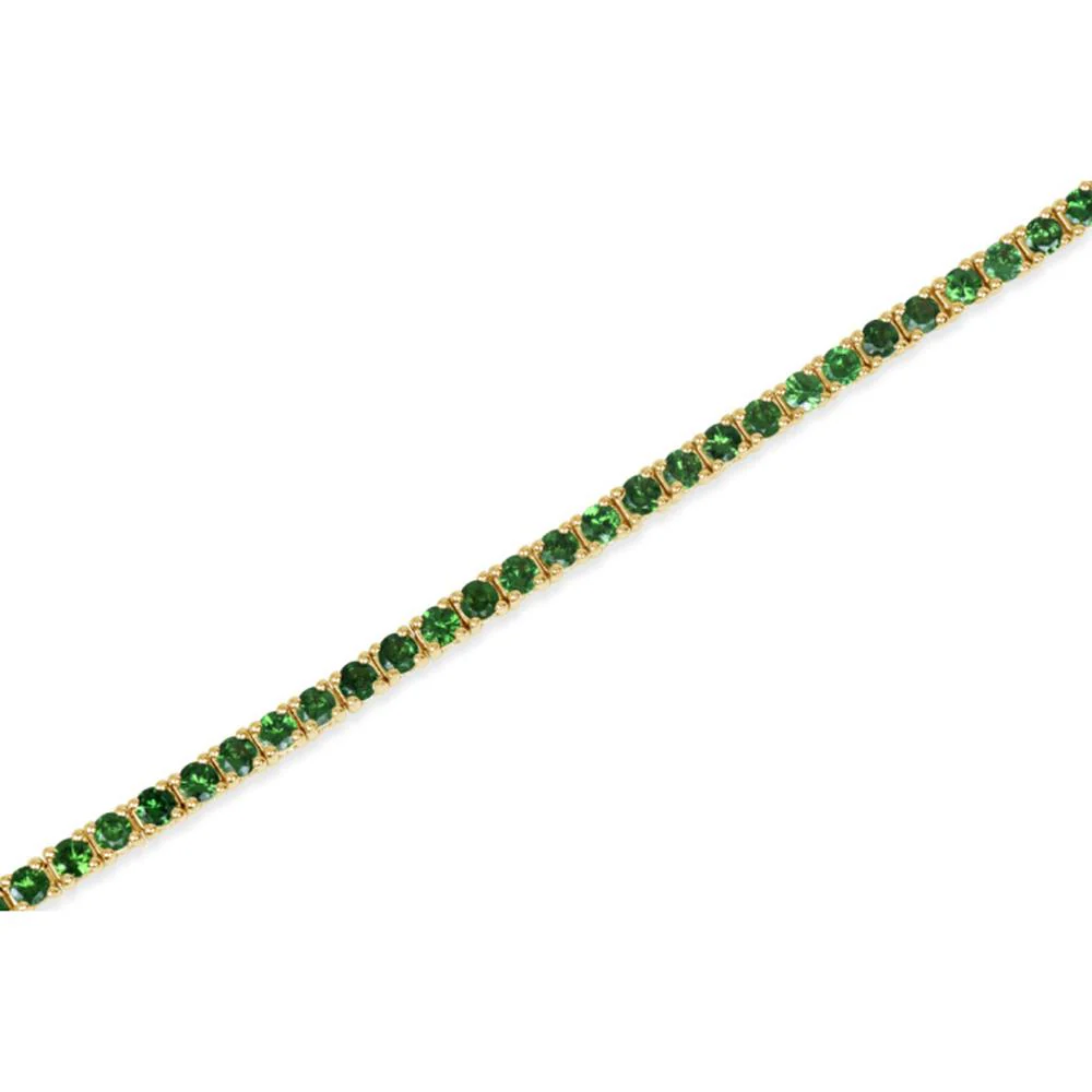 18K Yellow Gold Tennis Bracelet with Round Tsavorite Gemstones by Afarin