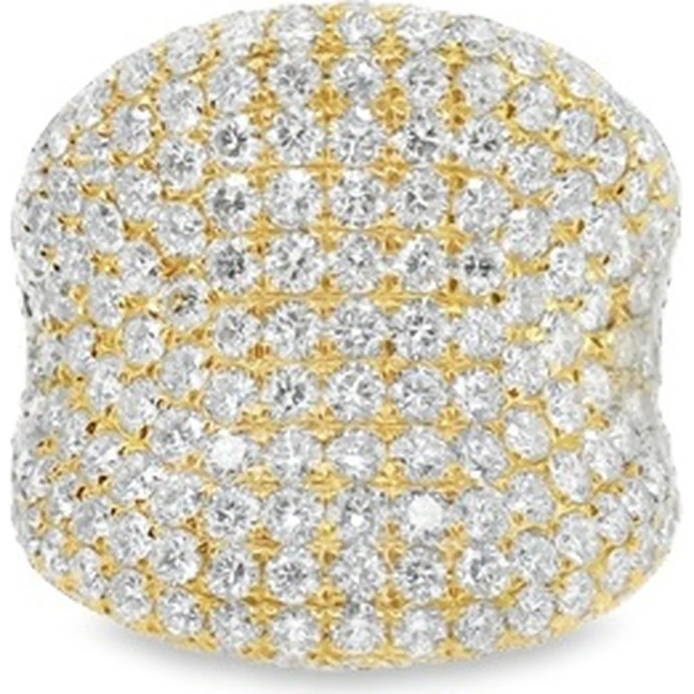 18K Yellow Gold Wide Diamond Band Ring with Round Diamonds by Afarin