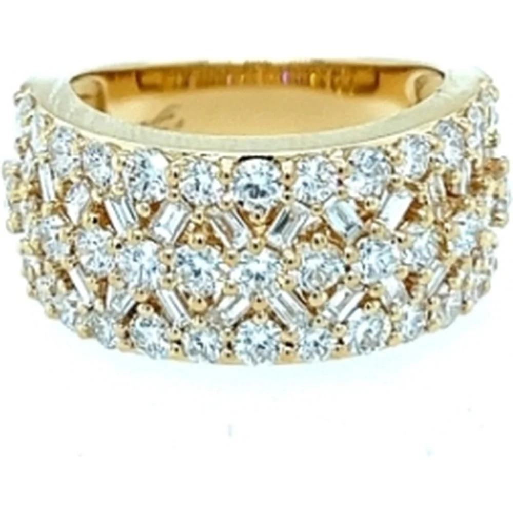 18K Yellow Gold Wide Diamond Statement Band Ring by Afarin