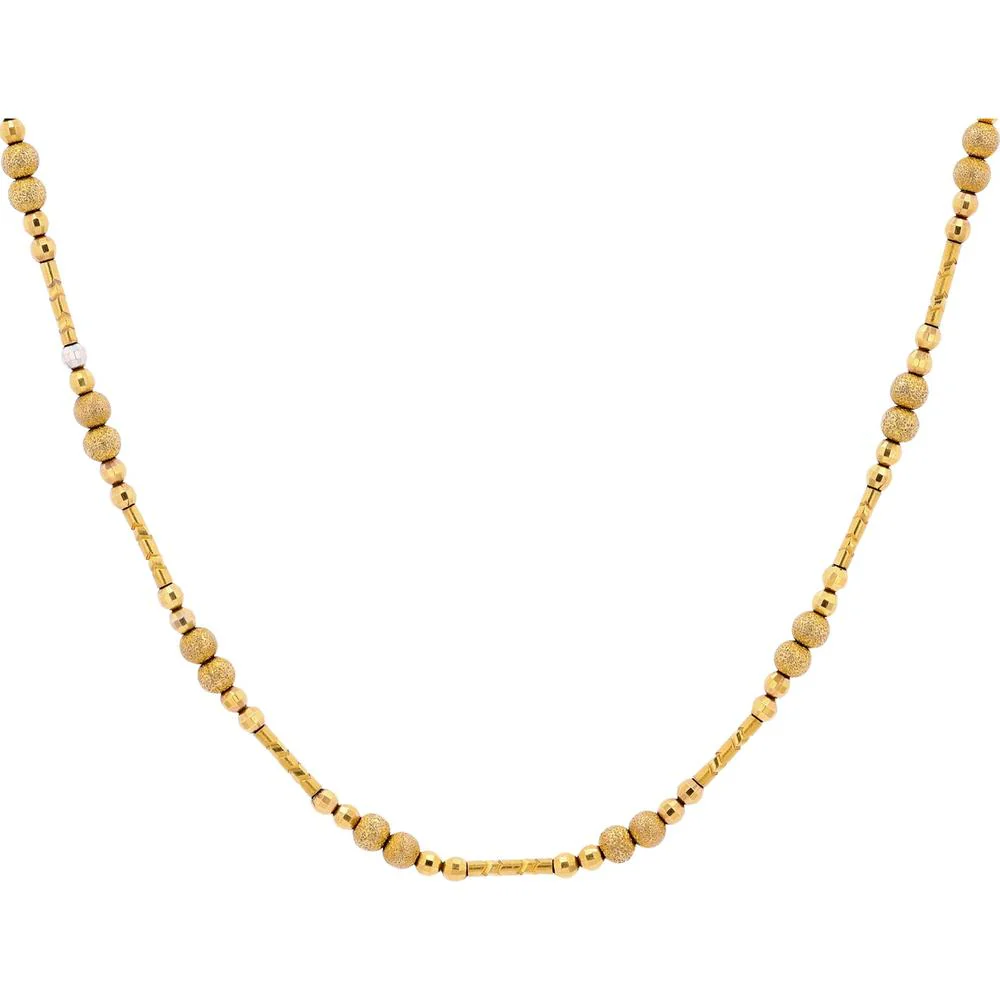 21K Two-Tone Beaded Gold Necklace - 22 Grams, 19.75" Length