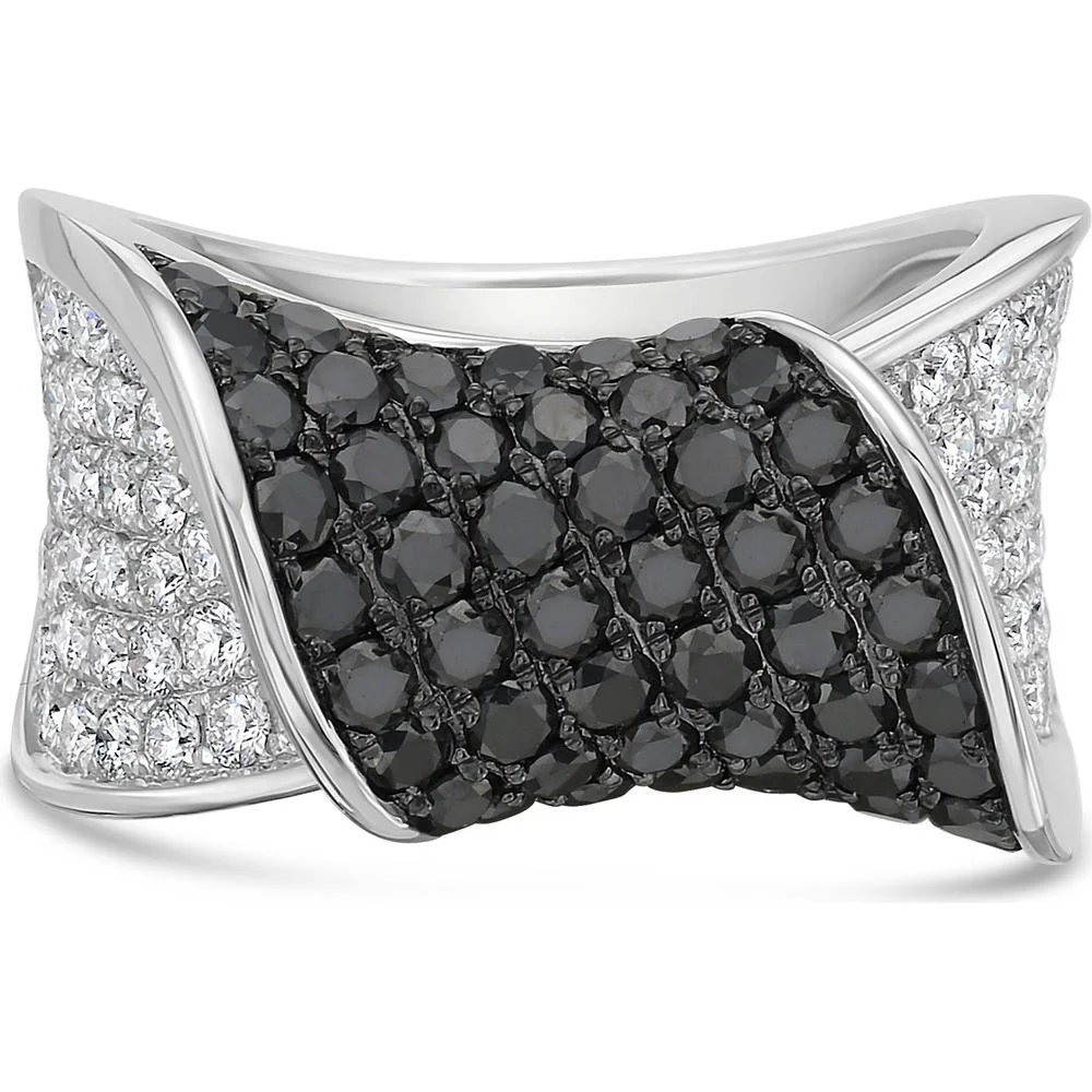 Charles Krypell - Diamond and Black Diamond Pavé Wave Band in 18K White Gold