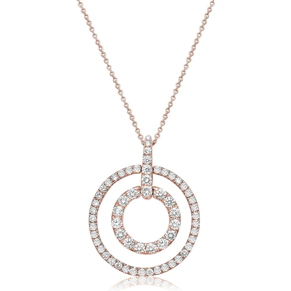 Charles Krypell - Diamond Double Circle Pendant in 18K Rose Gold