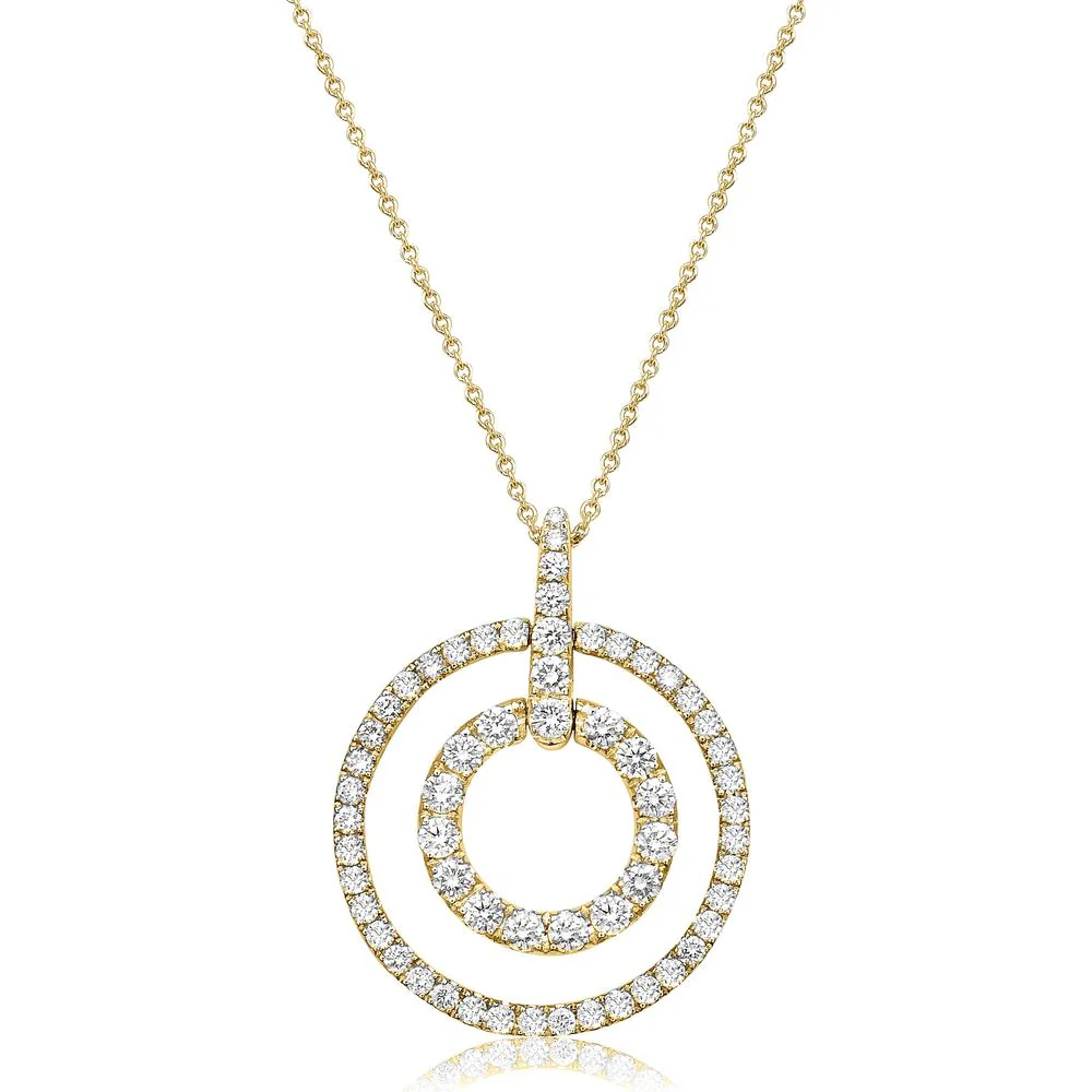 Charles Krypell - Diamond Double Circle Pendant in 18K Yellow Gold