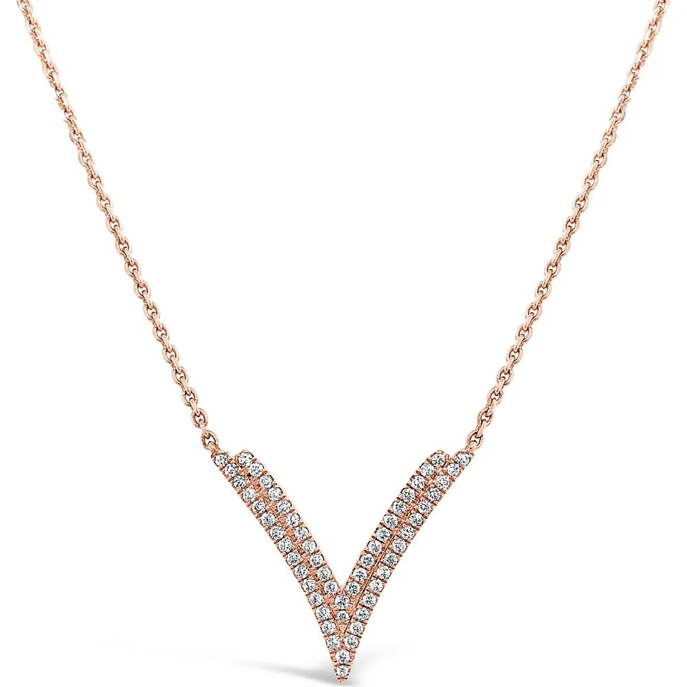 Charles Krypell - Diamond Double V Necklace in 18K Rose Gold
