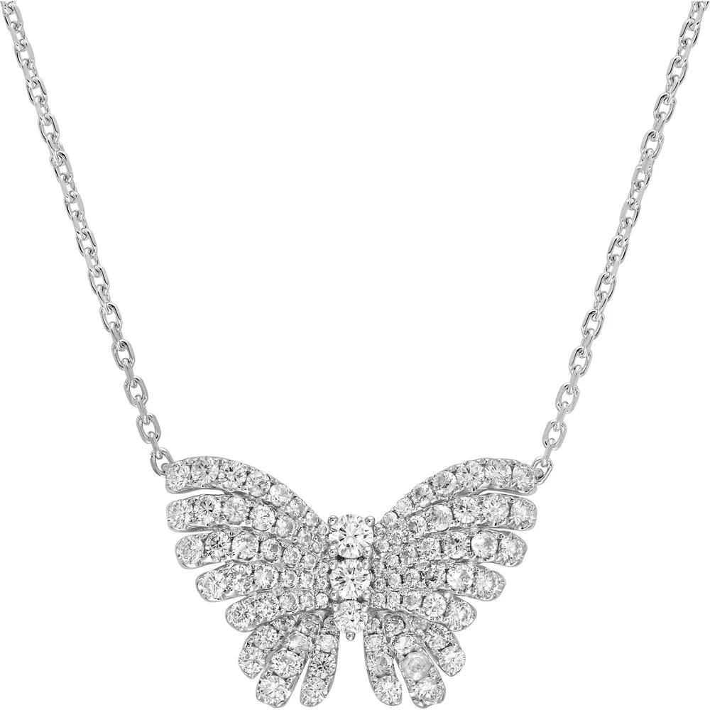 Charles Krypell - Diamond Monarch Butterfly Pendant in 18K White Gold
