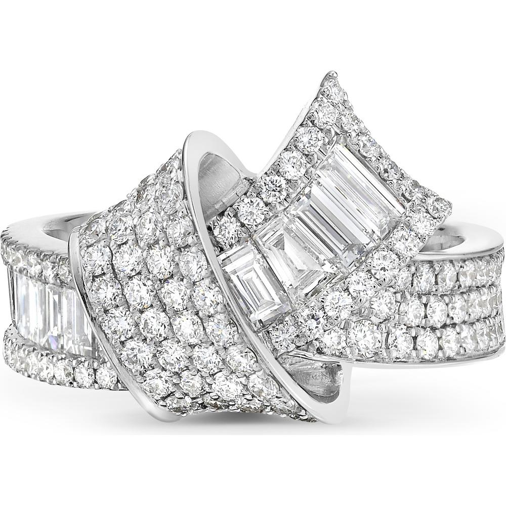 Charles Krypell - Diamond Pavé Embrace Baguette Ring in 18K White Gold
